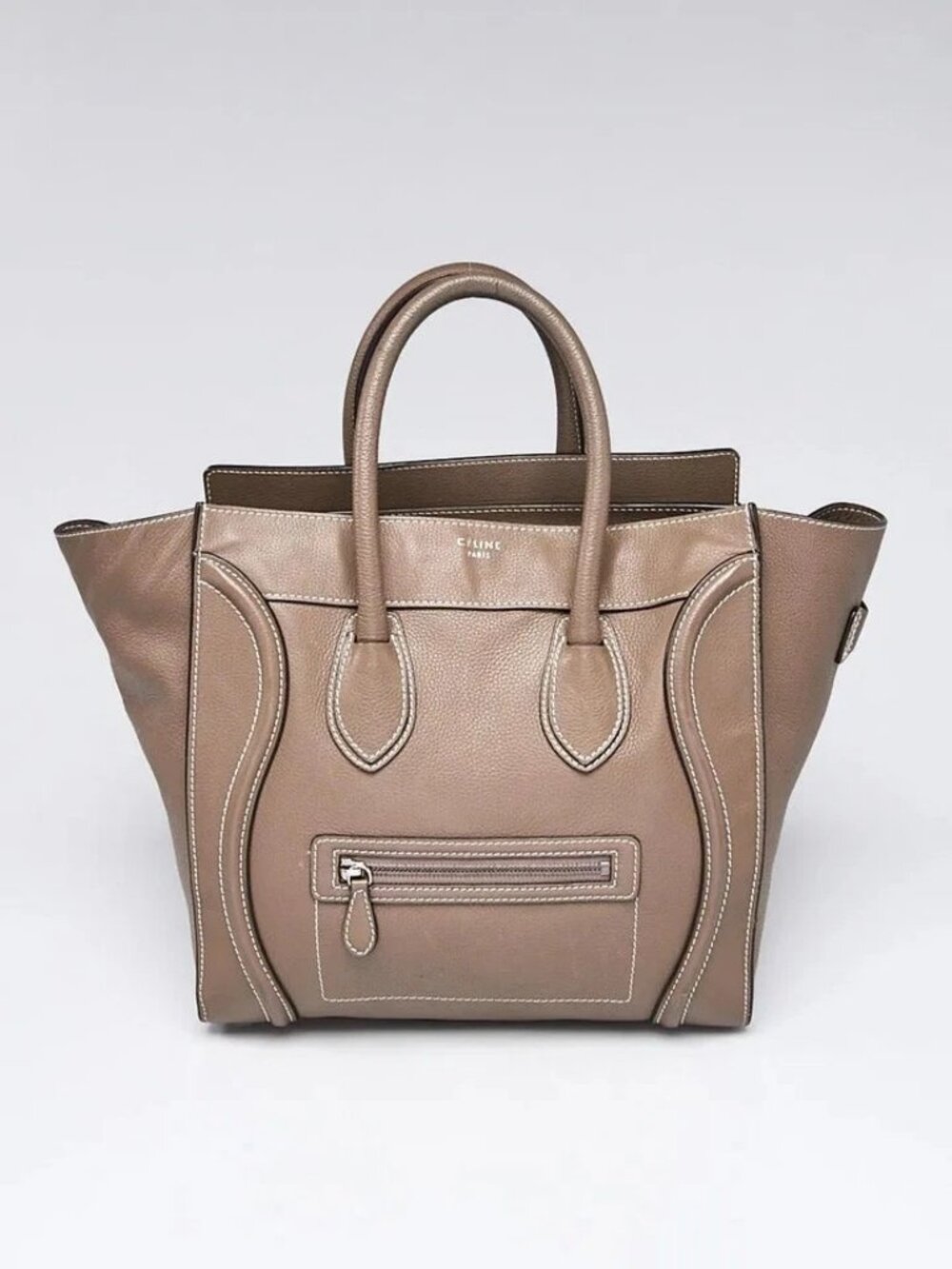 Celine Souris Drummed Calfskin Leather Mini Luggage Tote Bag - Picture 2 of 12